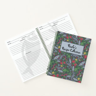 Vintage Beeren Schmetterlinge Ringelblume Rezept Notizblock