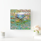 Vintage beflecktes Glas-Uhr Quadratische Wanduhr (Zuhause)