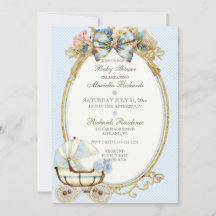 Vintage Beförderung Elfenbein Blue Gold Rose Gingh