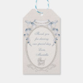Vintage Beförderung Ivory Gingham Blue Birds Geschenkanhänger (Rückseite)