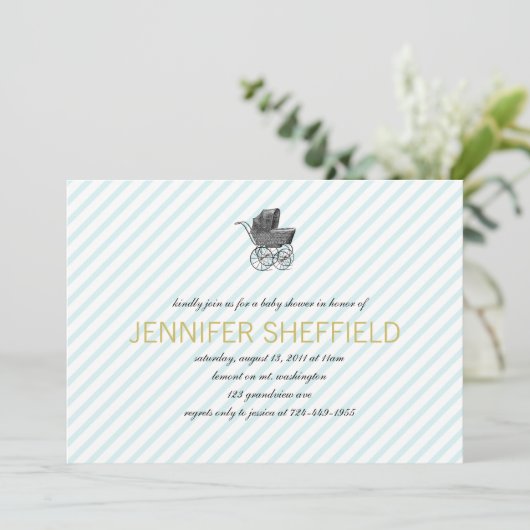 Vintage Beförderung - Kinderdusche Einladung (Stehend Vorderseite)