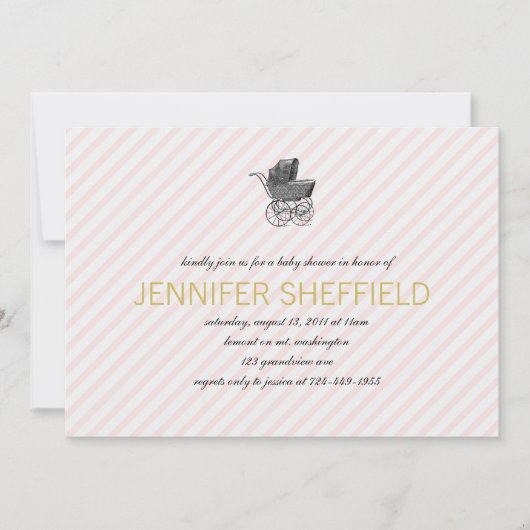 Vintage Beförderung - Mädchen - Kinderdusche Einla Einladung (Vorderseite)