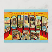 Vintage Begrüßung des Boulder-Staudamms Postkarte (Vorderseite)
