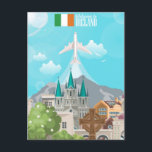 Vintage Begrüßung durch Irland - irisch dublin Postkarte<br><div class="desc">Vintag,  Retro,  Reisen,  modern,  Aquarell,  Classic,  Welcome to,  Irland,  Europa,  Dublin, </div>