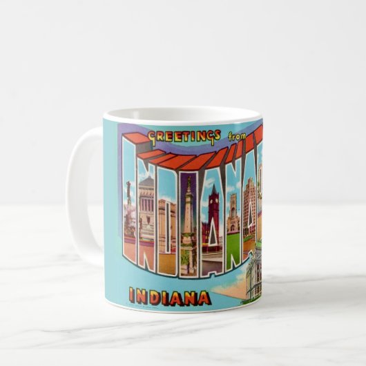 Vintage Begrüßung Indianapolis Kaffeetasse (Vorderseite Links)