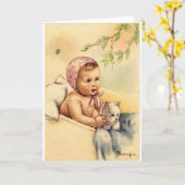 Vintage Begrüßungskarte Karte (Gelbe Blume)