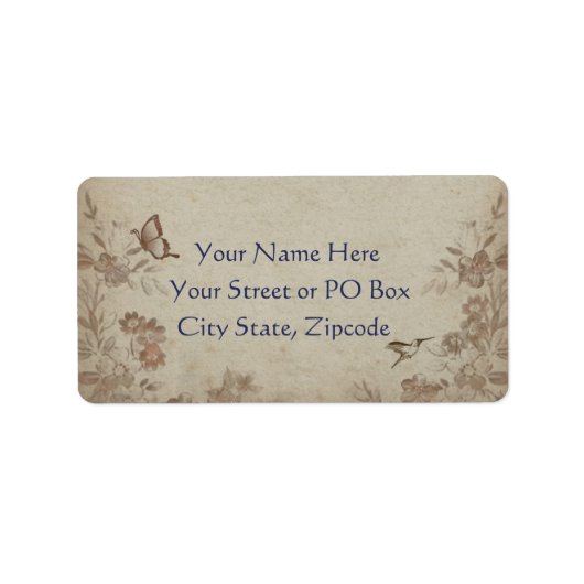 Vintage Beige Adressaufkleber (Vorne)