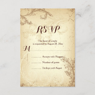 Vintage beige Blätterblatthochzeit RSVP