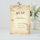 Vintage beige Blätterblatthochzeit RSVP (Stehend Vorderseite)