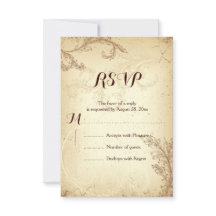 Vintage beige Blätterblatthochzeit RSVP