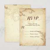 Vintage beige Blätterblatthochzeit RSVP Karte (Vorne/Hinten)