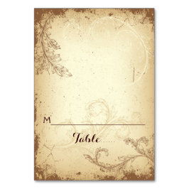 Vintage beige-Blätterwedelung gefaltete Platzkarte Tischnummer