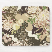 Vintage beige Blume und Vögel Mousepad (Vorne)