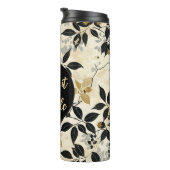 Vintage Beige Botanische Kräuter Blätter Wildblume Thermosbecher (Nach rechts gedreht)