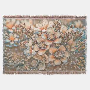 Vintage, beige-braune Kirschblüten zeichnend Decke