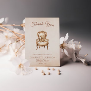 Vintage Beige Classic Gender Neutral Baby Dusche Dankeskarte