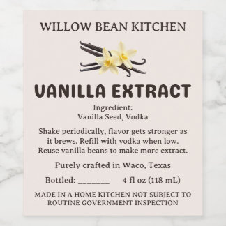 Vintage Beige Cottage Law Vanille-Extrakt-Etikett Weinetikett
