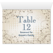 Vintage Beige Floral Wedding Tischnummer (Innenansicht Horizontal (Unten))
