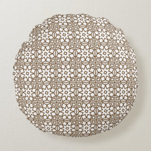 Vintage Beige Geometrischer Stern Gitterstruktur M Rundes Kissen