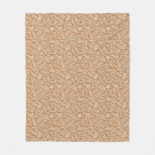 Vintage Beige geprägtes Kunstleder Fleecedecke