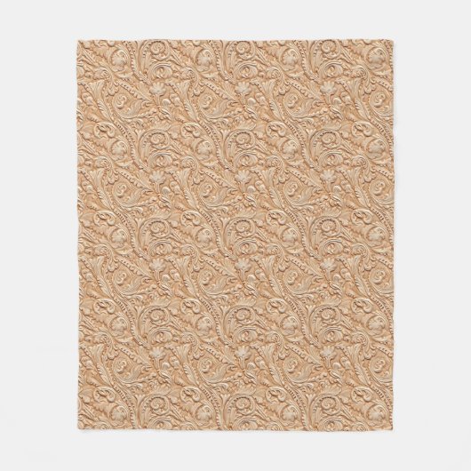 Vintage Beige geprägtes Kunstleder Fleecedecke (Vorderseite)