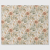 Vintage Beige & Grüne Botanische Schrift Geschenkpapier (Flach)