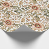 Vintage Beige & Grüne Botanische Schrift Geschenkpapier (Ecke)