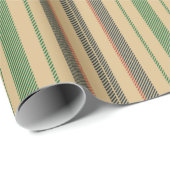 Vintage, beige-grüne Streifen Weihnachtsmuster Geschenkpapier (Rolleneckpunkt)