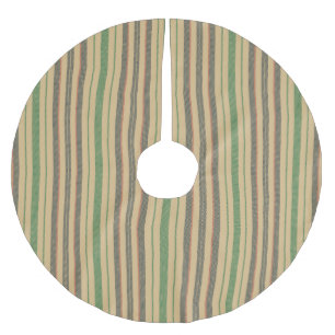 Vintage, beige-grüne Streifen Weihnachtsmuster Polyester Weihnachtsbaumdecke
