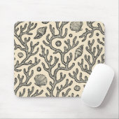 vintage beige handgezeichnetes Korallenriffmuster Mousepad (Mit Mouse)
