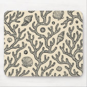 vintage beige handgezeichnetes Korallenriffmuster Mousepad (Vorne)