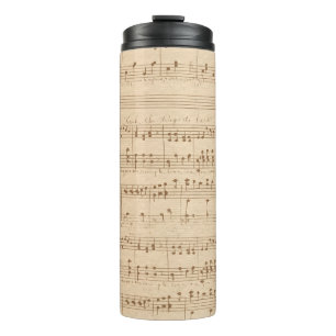 Vintage beige music notes thermosbecher
