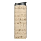 Vintage beige music notes thermosbecher (Nach links gedreht)