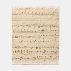 Vintage beige Musiknoten Fleecedecke