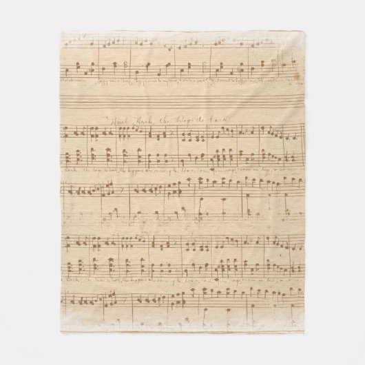 Vintage beige Musiknoten Fleecedecke (Vorderseite)