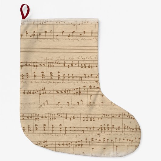 Vintage beige Musiknoten Großer Weihnachtsstrumpf (Vorderseite)