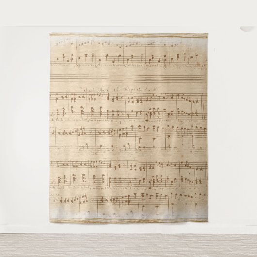 Vintage beige Musiknoten Wandteppich (Vorderseite)