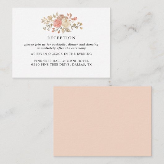 Vintage beige Rose Hochzeitskarten Begleitkarte (Vorne/Hinten)