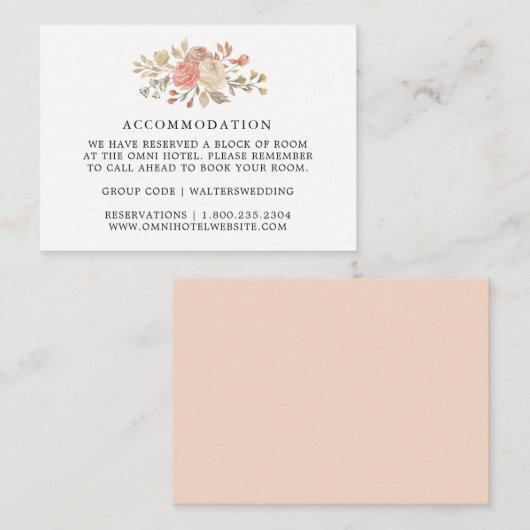 Vintage beige Rose Hochzeitskarten Begleitkarte (Vorne/Hinten)