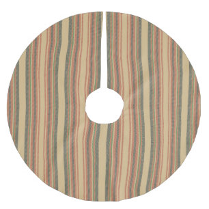 Vintage beige rot grün schwarze Streifen Weihnacht Polyester Weihnachtsbaumdecke