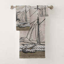 Vintage Beige und Braun-Nautische Grafik