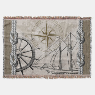 Vintage Beige und Braun-Nautische Grafik Decke