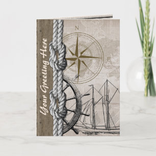 Vintage Beige und Braunes Maritimes Grafikdesign Karte