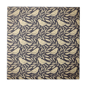 Vintage beige Vogel Muster auf dunklem Hintergrund Fliese
