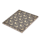 Vintage beige Vogel Muster auf dunklem Hintergrund Fliese (Seite)