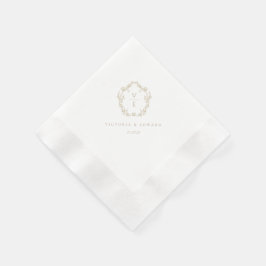 Vintage Beige-Wappen-Monogramm-Hochzeit Serviette