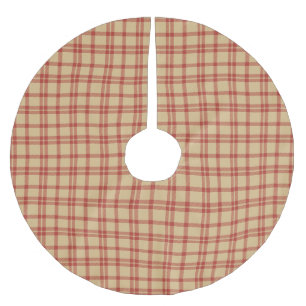 Vintage-beiger roter Karomuster-Landhausstil Polyester Weihnachtsbaumdecke