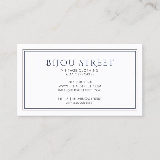 Vintage Bekleidung Visitenkarte (Vorderseite)