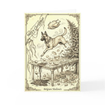 Vintage Belgien Malinois Weihnachtskarte mit Bio