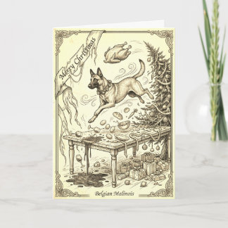 Vintage Belgien Malinois Weihnachtskarte mit Bio Karte